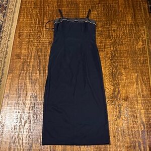 Vintage 90s Neiman Marcus Navy Crystal Trim Slip Dress | Old Money Formal